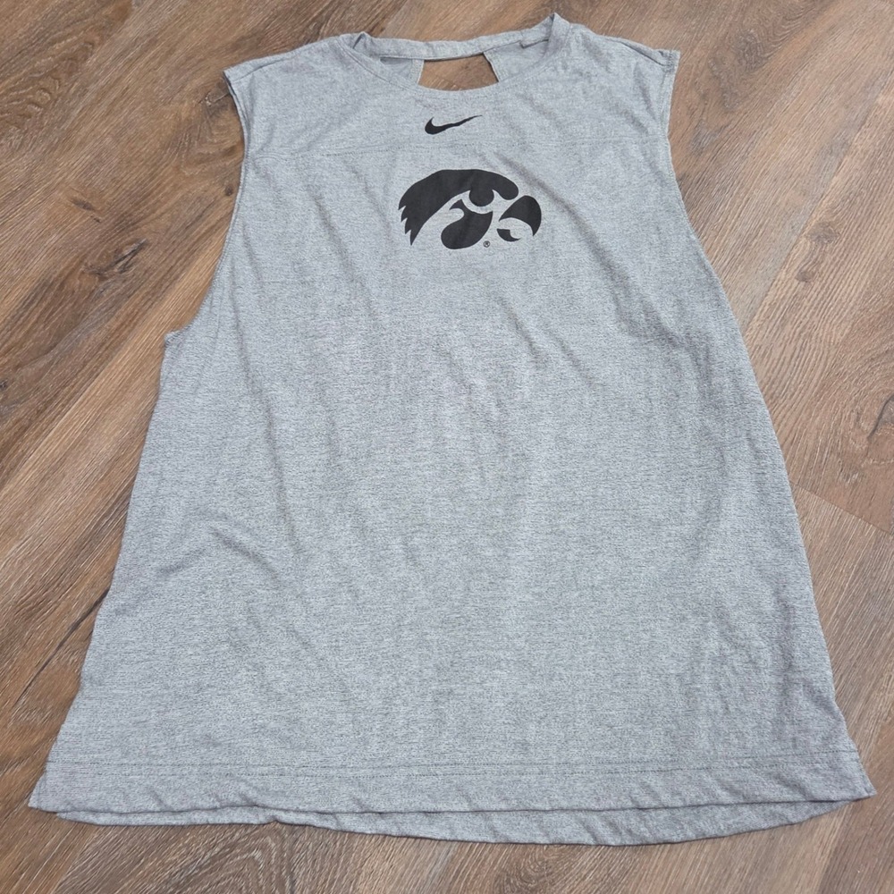 Nike Iowa Hawkeyes Dri-FIT Muscle Tank Top Gray Womens XL Keyhole Back